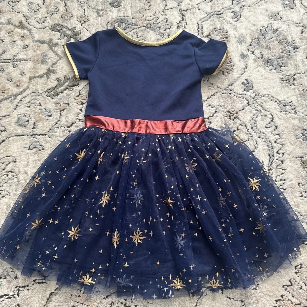 WONDER WOMAN Girls Kid Costume Gold Top Blue Tulle Skirt Size XS 4-5